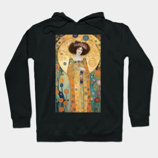 Gustav Klimt's Gilded Grace: Inspired Woman in Opulent Splendor Hoodie